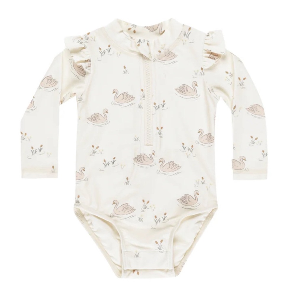 Quincy Mae Byron Rashguard One piece swans